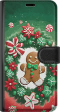 Miniatyrbild 3 av 3: Kompatibelt Plånboksfodral till Samsung Galaxy S21 Gingerbread Wreath julmotiv med krans pepparkaka och klassisk grönröd färgton