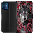 Pikkukuva 1 / 3: Yhteensopiva Lompakkokotelo Apple iPhone 12 mini Susi Punaiset silmät Eläin Fantasia Tumma