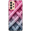 Pikkukuva 1 / 3: Yhteensopiva Puhelinkuori Samsung Galaxy A33 5G Tiivis lähikuva punotusta tekstiilistä vaaleanpunaisen, harmaan ja valkoisen sävyissä, jossa on selke