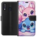 Miniatyrbillede 1 af 2: Kompatibel Tegnebogsetui til Samsung Galaxy A40 Sød kawaii-illustration med lyserøde og blå fantasidyr, store øjne og bløde farver, perfekt dekoratio