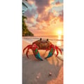 Miniatyrbillede 4 af 4: Kompatibel Tegnebogsetui til Apple iPhone 13 Pro Tropisk strandkrabbe farverigt design med solnedgang hav bølger og varm feriestemning inspireret af