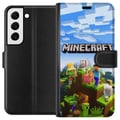 Miniatyrbild 1 av 3: Kompatibelt Plånboksfodral till Samsung Galaxy S22+ 5G Minecraft pixelvärld Creeper gaming design