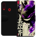 Miniatyrbilde 1 av 2: Kompatibelt Lommeboketui til Samsung Galaxy A20s Shadow Spirit mørk japansk kalligrafidesign med lilla ildpenselstrøk og kraftfull energi
