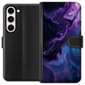 Pikkukuva 1 / 3: Yhteensopiva Lompakkokotelo Samsung Galaxy S23 Abstrakti, virtaava marmorikuvio lilan ja sinisen sävyissä, kosmisella tunnelmalla, pehmeillä muodoill