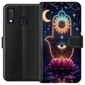 Miniatyrbilde 1 av 2: Kompatibelt Lommeboketui til Samsung Galaxy A40 Symbolisk håndillustrasjon med øye, blomst og lys