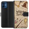 Pikkukuva 1 / 3: Yhteensopiva Lompakkokotelo Apple iPhone 12 mini Harry Potter Wingardium Leviosa -kuvitus – maaginen Harry Potter -teema, jossa on taikasauva, sieppi