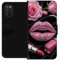 Miniatyrbilde 1 av 2: Kompatibelt Lommeboketui til Samsung Galaxy A03s rosa glitter lepper sminke diamanter roser neglelakk mote glamour skjønnhet plakat rosa lepper kunst