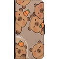 Miniatyrbilde 2 av 2: Kompatibelt Lommeboketui til Samsung Galaxy A03s Gullige capybaraer i varme toner med appelsiner og glade uttrykk