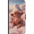 Miniatyrbild 2 av 2: Kompatibelt Plånboksfodral till Samsung Galaxy A20s Söt kalv bland moln drömlik rosa design med mjuka färger varm känsla av lugn trygghet glädje och