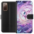 Pikkukuva 1 / 3: Yhteensopiva Lompakkokotelo Samsung Galaxy S20 FE Espeon Pokémon -kuvitus – Taianomainen violetti aihe kristalleineen ja tähtineen