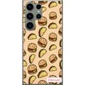 Miniatyrbillede 1 af 3: Kompatibel Mobilcover til Samsung Galaxy S23 Ultra Farverigt cartoon-design med hamburgere, tacos, smeltet ost, salat, sprøde skaller og sjove figure