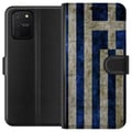 Pikkukuva 1 / 3: Yhteensopiva Lompakkokotelo Samsung Galaxy S10 Lite Kreikan lippuaiheinen taide sinivalkoisella vintagekuviolla Kreikasta ja klassisesta muotoilusta