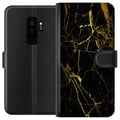 Miniatyrbillede 1 af 3: Kompatibel Tegnebogsetui til Samsung Galaxy S9+ Marmor Sort & Guld