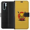 Miniatyrbillede 1 af 3: Kompatibel Tegnebogsetui til Huawei P30 Pro Pikachu, der spiser ramen i japansk animeinspireret stil mod en gul baggrund, et sjovt moderne motiv for