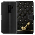 Miniatyrbillede 1 af 3: Kompatibel Tegnebogsetui til Samsung Galaxy S9+ Eksklusiv højhælet sko i guld med juvellignende detaljer