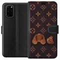 Miniatyrbilde 1 av 3: Kompatibelt Lommeboketui til Samsung Galaxy S20+ Grafisk monogrammønster med oppdelt bamse i kunstnerisk stil