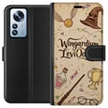 Miniatyrbillede 1 af 3: Kompatibel Tegnebogsetui til Xiaomi 12 Pro Harry Potter Wingardium Leviosa-illustration – magisk Harry Potter-tema med tryllestav, Snitch og hat