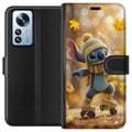 Pikkukuva 1 / 3: Yhteensopiva Lompakkokotelo Xiaomi 12 Pro Syksyn inspiroima Stitch rullaluistimilla pipon huivin ja lehtien kanssa lämminhenkinen suloinen kuvitus Di