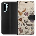 Miniatyrbillede 1 af 3: Kompatibel Tegnebogsetui til Huawei P30 Pro Broderet magisk illustration med symboler, citater og fantasiverden i drømmende eventyrstil