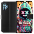 Miniatyrbillede 1 af 3: Kompatibel Tegnebogsetui til Samsung Galaxy A32 5G Neonfarvet Roblox-inspireret hoodiefigur med lysende effekter og energifyldt baggrund, kraftfuld g