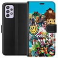 Miniatyrbillede 1 af 3: Kompatibel Tegnebogsetui til Samsung Galaxy A52s 5G Roblox Party farverigt motiv med spilfigurer og gamingenergi til alle fans
