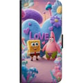 Miniatyrbild 2 av 2: Kompatibelt Plånboksfodral till Samsung Galaxy A20s Svampbob och Patrik kärlek färgglad pastellvärld med hjärtan blommor och vänskap i sann glädjesti