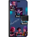 Pikkukuva 3 / 3: Yhteensopiva Lompakkokotelo Samsung Galaxy S22 Ultra 5G K-pop Mira Zoey Rumi – Värikkäät hahmot futuristisessa kuvituksessa