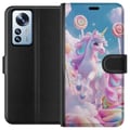 Pikkukuva 1 / 3: Yhteensopiva Lompakkokotelo Xiaomi 12 Pro Enhörning Candy Pastell Kawaii Motiv Söt Populär Färg