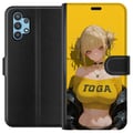Miniatyrbillede 1 af 3: Kompatibel Tegnebogsetui til Samsung Galaxy A32 5G Gul animeinspireret illustration med blond karakter, stærk baggrund, kawaii-stil til trendy motive