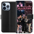 Miniatyrbild 1 av 4: Kompatibelt Plånboksfodral till Apple iPhone 13 Pro BLACKPINK collage med musikspelare modeestetik rosa svart K pop design