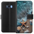 Miniatyrbild 1 av 2: Kompatibelt Plånboksfodral till Samsung Galaxy S8 Sjöstjärna och snäckor stranddesign med lugna vågor hav och sand inspirerad av semesterkänsla natur