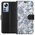 Pikkukuva 1 / 3: Yhteensopiva Lompakkokotelo Xiaomi 12 Pro Kukat & Linnut - Romanttinen Vintage-tyylinen Kuviointi
