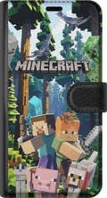 Pikkukuva 3 / 3: Yhteensopiva Lompakkokotelo Samsung Galaxy A32 5G Minecraft-matkapuhelinkotelo metsällä ja pikselityylisillä hahmoilla
