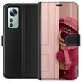 Miniatyrbild 1 av 3: Kompatibelt Plånboksfodral till Xiaomi 12 Rosa nalle med hatt och scarf söt pastellfärgad design fylld av kärlek humor och värme
