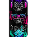 Miniatyrbilde 2 av 2: Kompatibelt Lommeboketui til Samsung Galaxy A03s Tre aper kunst – Graffitiinspirert neonmotiv ser ingenting, hører ingenting, sier ingenting