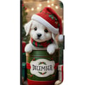 Miniatyrbild 2 av 2: Kompatibelt Plånboksfodral till Samsung Galaxy A20s December valp jul söt hund tomteluva cosy christmas puppy festive snow lights adorable holiday po