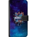 Miniatyrbillede 3 af 3: Kompatibel Tegnebogsetui til Apple iPhone 12 Roblox-gamingdesign med avatarer, galaksebaggrund i blå og lilla nuancer, populær Roblox-stil, episk teg