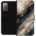 Miniatyrbild 1 av 3: Kompatibelt Plånboksfodral till Samsung Galaxy Note20 Lyxig abstrakt marmorkonst i svart, vitt och guld med eleganta linjer, exklusiv design för post