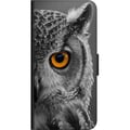 Miniatyrbild 2 av 2: Kompatibelt Plånboksfodral till Samsung Galaxy A20s Svartvit ugglenärbild med intensivt orange öga och krispiga fjäderdetaljer