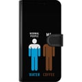 Miniatyrbild 3 av 3: Kompatibelt Plånboksfodral till Samsung Galaxy A40 Rolig minimalistisk illustration med text normal people water me coffee perfekt för kaffeälskare