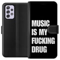 Miniatyrbillede 1 af 3: Kompatibel Tegnebogsetui til Samsung Galaxy A52s 5G Tydelig sort baggrund med stærk hvid tekst, der udtrykker passion for musik i en kraftfuld, ligef