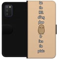Miniatyrbilde 1 av 2: Kompatibelt Lommeboketui til Samsung Galaxy A03s Potetillustrasjon – Morsomt motiv: Hold deg unna telefonen min, ellers møter du poteten