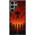 Miniatyrbillede 1 af 3: Kompatibel Mobilcover til Samsung Galaxy S23 Ultra Mørk Stranger Things-inspireret horrorillustration med rød himmel, truende monster og cyklende bør
