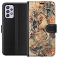 Miniatyrbilde 1 av 3: Kompatibelt Lommeboketui til Samsung Galaxy A52s 5G Legenden om ilddragen, ildsprutende drage i japansk kunststil, vintageillustrasjon med templer og