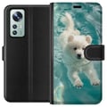 Pikkukuva 1 / 3: Yhteensopiva Lompakkokotelo Xiaomi 12 Koiranpentu vedessä valkoinen pentukoira uima-allas sininen turkoosi kesäaihe söpö lemmikkikuvitus design taide