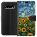 Miniatyrbild 1 av 3: Kompatibelt Plånboksfodral till Samsung Galaxy S10+ Solrosfält konst – Van Gogh inspirerad målning med stjärnklar himmel