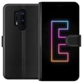 Pikkukuva 1 / 3: Yhteensopiva Lompakkokotelo OnePlus 8 Pro Minimalistinen neonkirjain E kirkkaissa väreissä tummaa taustaa vasten