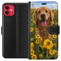 Miniatyrbilde 1 av 3: Kompatibelt Lommeboketui til Apple iPhone 11 Golden Retriever Solrosfält Hundmotiv Natur Sommar Design