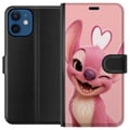Pikkukuva 1 / 3: Yhteensopiva Lompakkokotelo Apple iPhone 12 mini Vaaleanpunainen enkelihahmo vilkkuu, söpö muotoilu, jossa on sydän, rakkautta, leikkisyyttä ja suloi