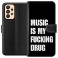 Pikkukuva 1 / 3: Yhteensopiva Lompakkokotelo Samsung Galaxy A33 5G Selkeä musta tausta ja vahva valkoinen teksti ilmaisevat intohimoa musiikkiin voimakkaalla, suoravi
